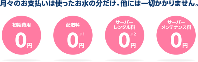 必要な費用はお水の料金のみ！メンテナンスも無料！